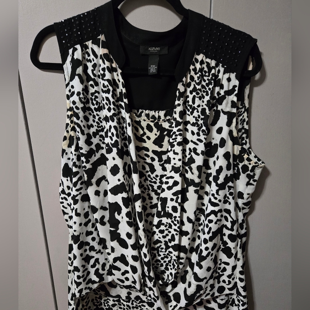 Black and White Animal Print Blouse